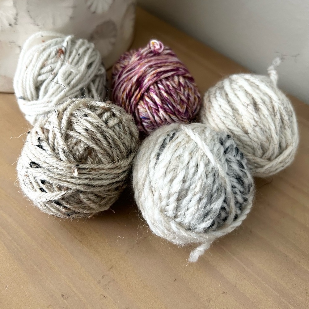 Assortment Yarn Balls Set of 5 Cream, Tan, Purple